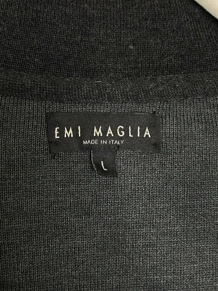 Heather Gray Wool Blend Grandma Collar Button Cardigan Sweater EMI Maglia Sz L - Picture 3 of 6